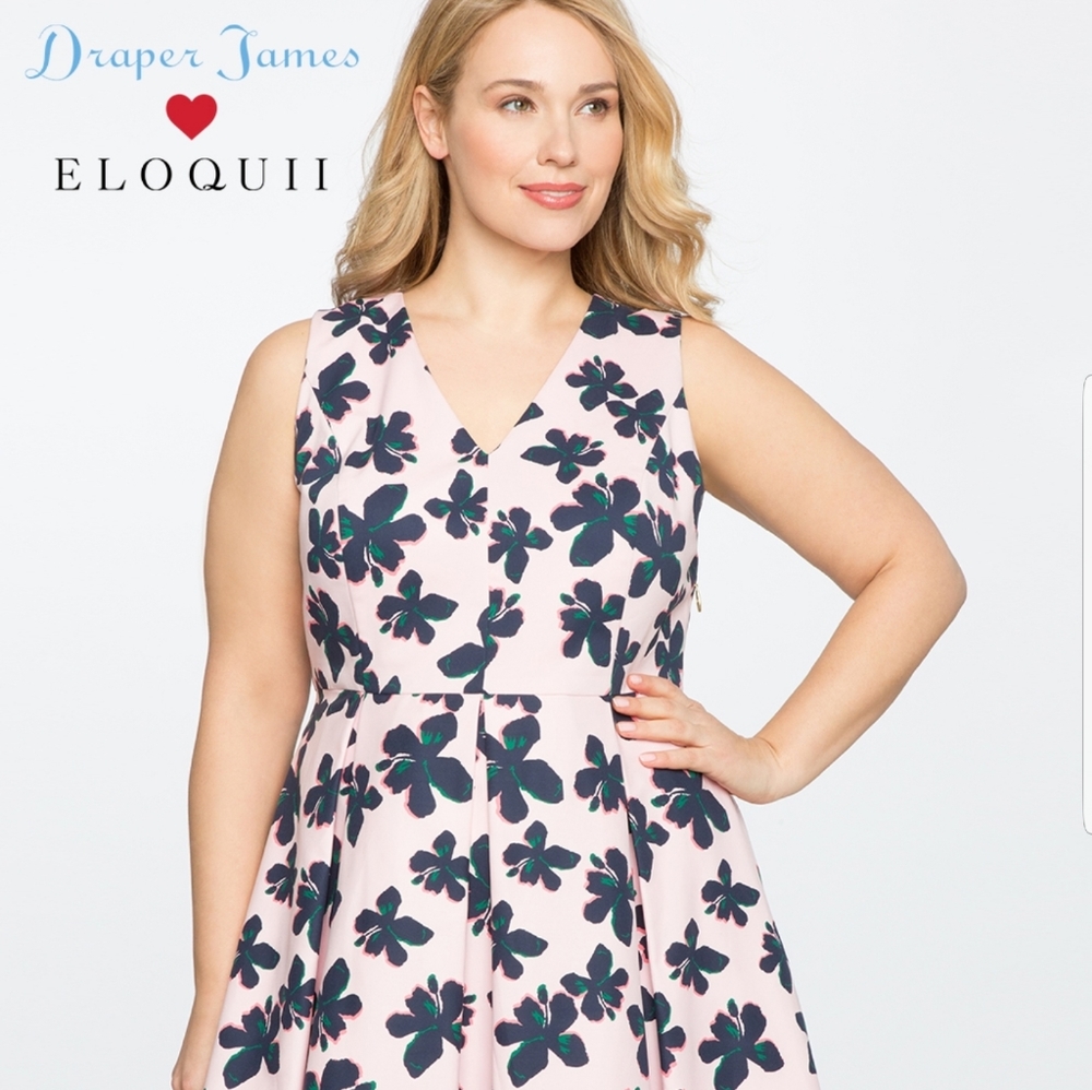 DraperJames by Eloquii hibiscus print a-line dress